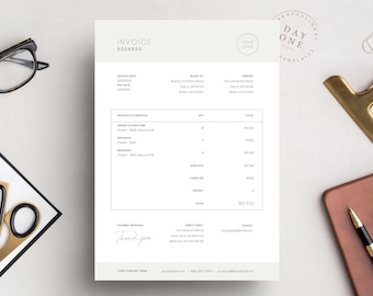 Diseño minimalista de plantillas de facturas para pequeñas empresas para Word y Pages