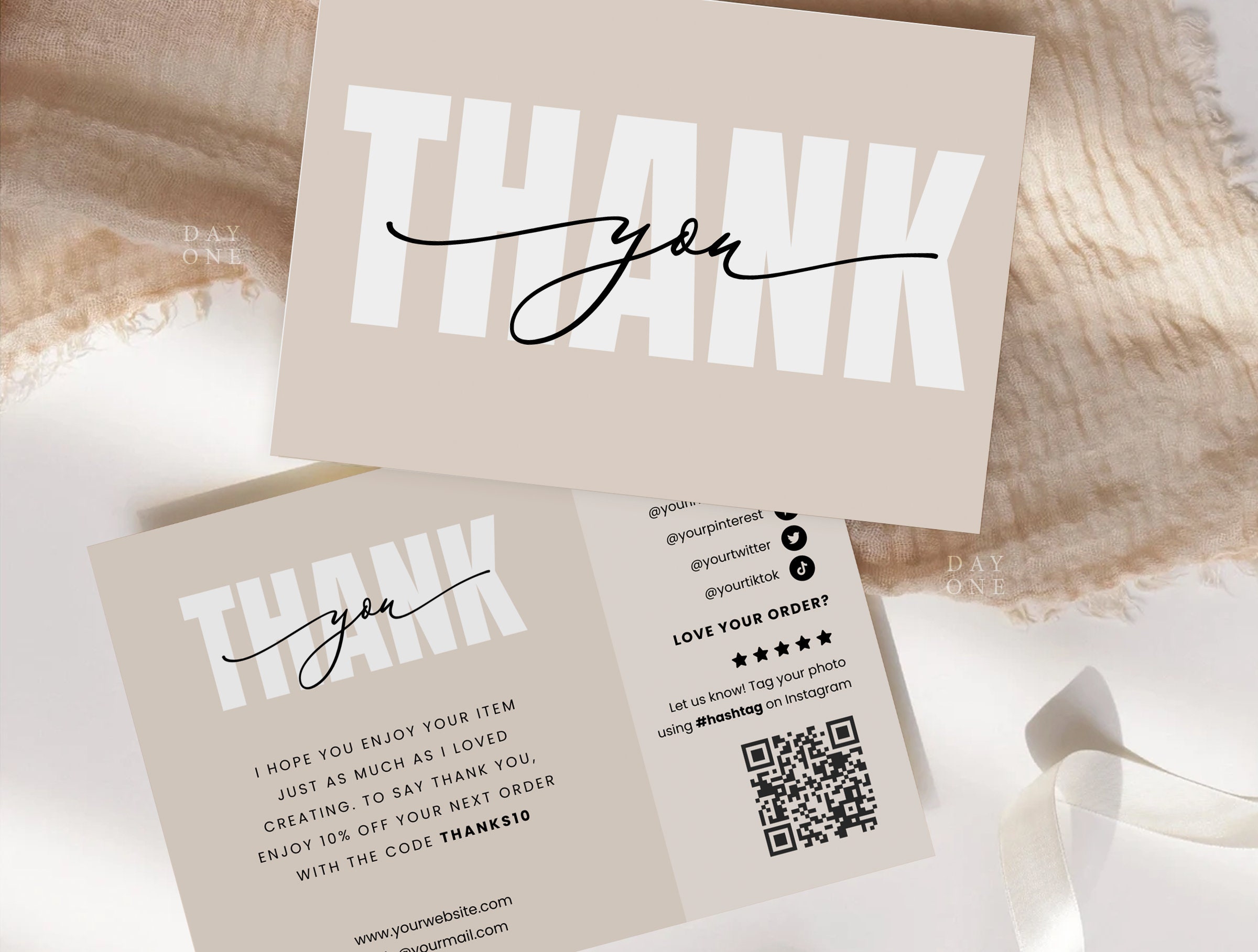 Business Thank You Card Editable Canva Template, Modern Printable ...