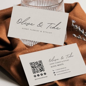 Visitenkarten Vorlage QR Code, Sofort Download, Visitenkarte Vorlage, DIY Visitenkarte, bearbeitbare Karte, Canva Vorlage