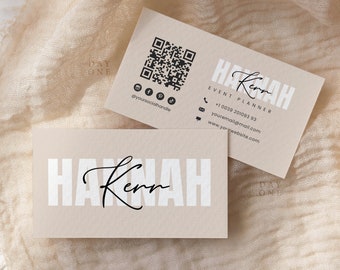 Business Card Printable Template, Business Card Canva Template with QR Code, Instant Download, Modern DIY Calling Card, Editable Biz Card