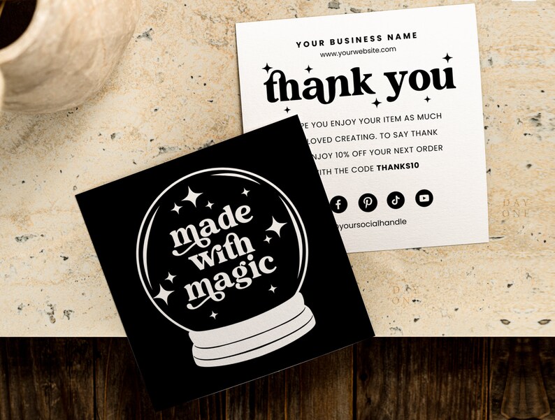 Retro Halloween Business Thank You Template Canva, Square Editable Halloween Business Thank You Insert Printable Halloween Card Crystal Ball image 10