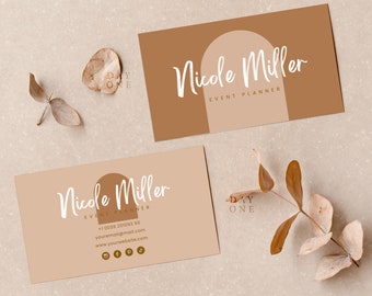 Editable Boho Business Card Canva Template, Printable Terracotta Business Card, Elegant DIY Business Branding, Custom Retro Beauty Biz Cards