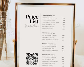 Price List Template Editable, Printable Price Sheet, Price Guide, Custom Beauty Hair Salon Hairdresser Pricing Menu, Digital Service Menu