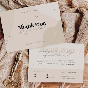 Printable Boho Business Thank You Template, Editable Canva Thank You Card, Custom Small Business Packaging Insert, Client Thanks for Order