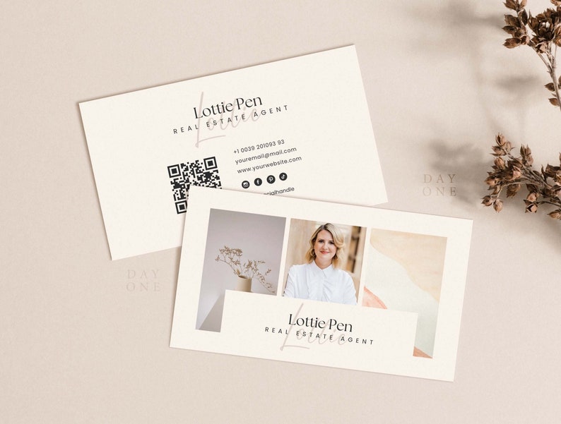 Editable Boho Business Card QR Code Realtor Business Card - Etsy