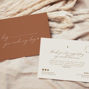 Kleines Unternehmen Dankeschön Verpackungseinsatz, Terrakotta Modernes Minimalistisches Branding, Mit Liebe Bearbeitbare Vorlage, Boho Boutique