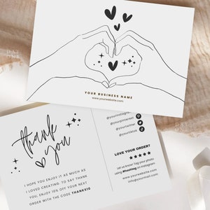 Modèle de carte de remerciement pour petite entreprise Canva Pro, carte de remerciement modifiable pour entreprise, notice de remerciement imprimable