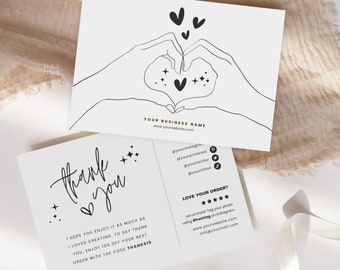 Small Business Thank You Card Template Canva Pro, Editable Business Thanks For Your Purchase Card, Printable Thank You Package Insert