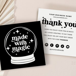 Retro Halloween Business Thank You Template Canva, Square Editable Halloween Business Thank You Insert Printable Halloween Card Crystal Ball image 6