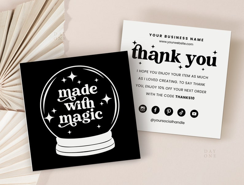 Retro Halloween Business Thank You Template Canva, Square Editable Halloween Business Thank You Insert Printable Halloween Card Crystal Ball image 6
