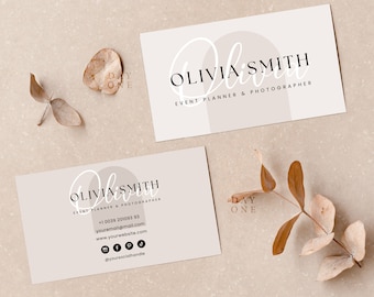 Printable Business Card Template Canva Pro, Editable Terracotta Business Card Boho, Custom Retro Business Branding, Elegant Beauty Biz Cards