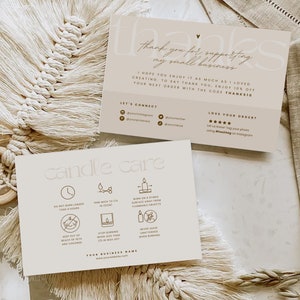 Custom Candle Care Instructions, Canva Template, Printable Candle Care Packaging Insert, Editable Boho Candle Warning Card, Modern Care Card