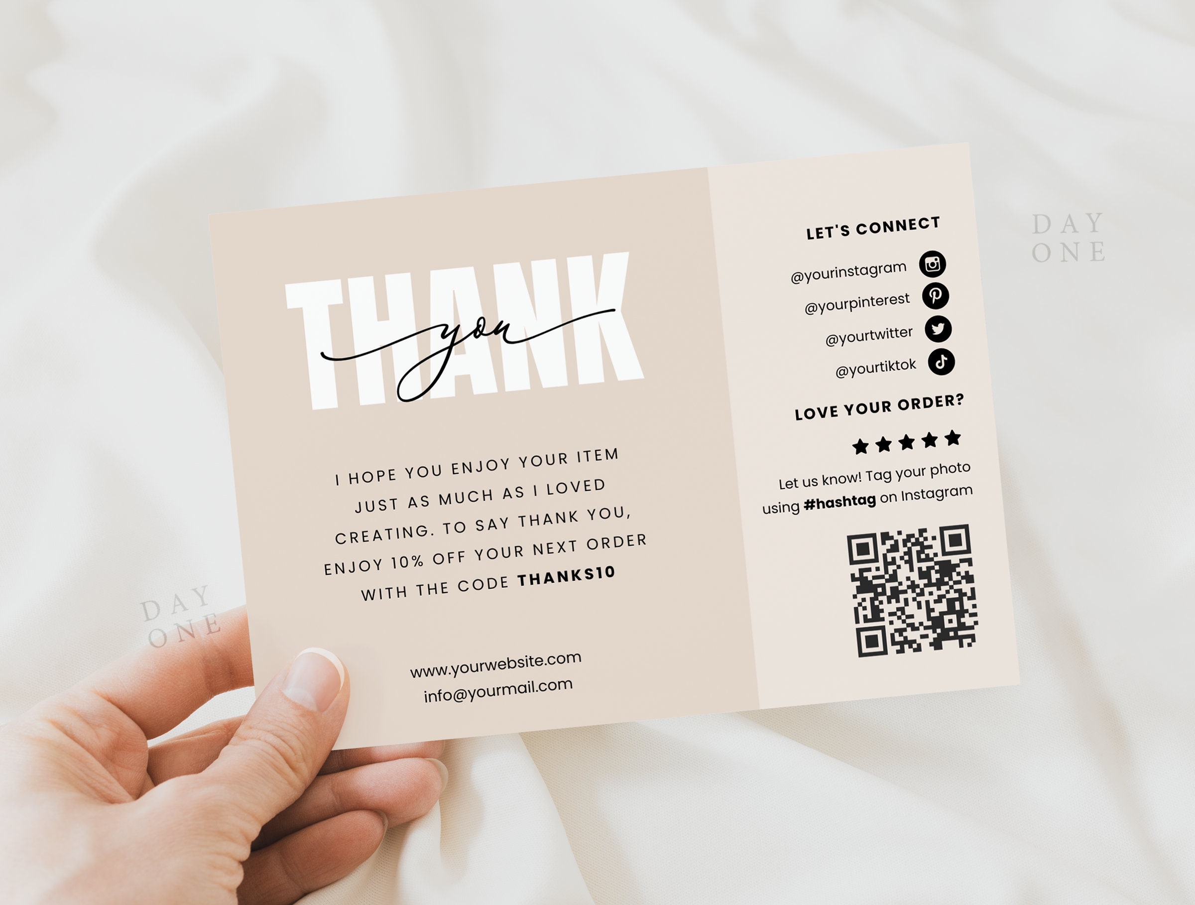 Business Thank You Card Editable Canva Template, Modern Printable ...