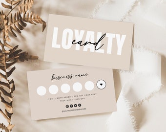 Printable Business Loyalty Card, Editable Canva Loyalty Punch Card Template, Boho Reward Card Design, Beauty Salon Client Card Customizable