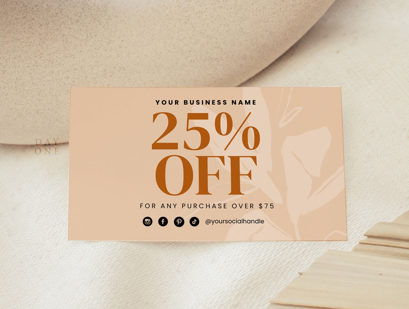 Printable Boho Coupon Card Template, Business Gift Card Canva Template