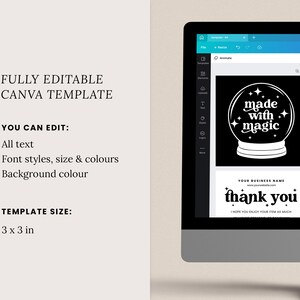 Retro Halloween Business Thank You Template Canva, Square Editable Halloween Business Thank You Insert Printable Halloween Card Crystal Ball image 3