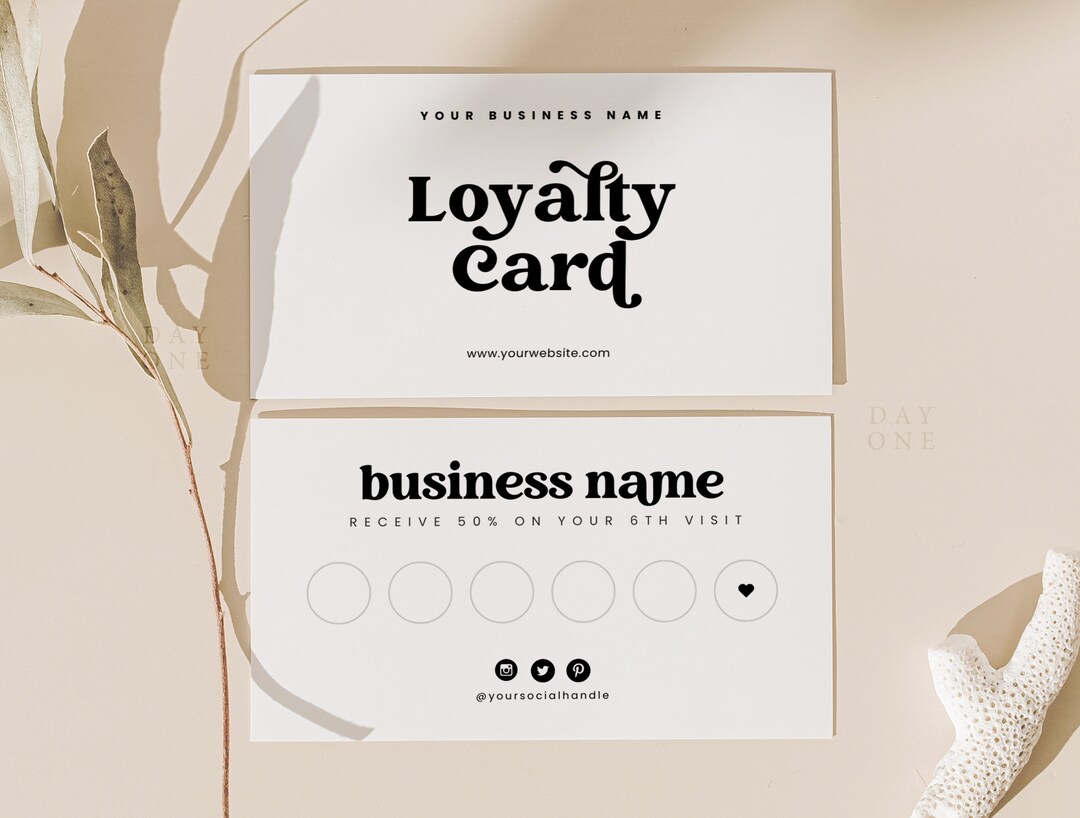 Printable Business Loyalty Card Editable, Canva Loyalty Punch Card ...