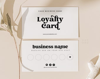 Printable Business Loyalty Card Editable, Canva Loyalty Punch Card Template, Boho Reward Card Design, Beauty Salon Client Card Customizable