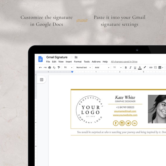 Email Signature For Gmail Premade Signature Template Kate Etsy