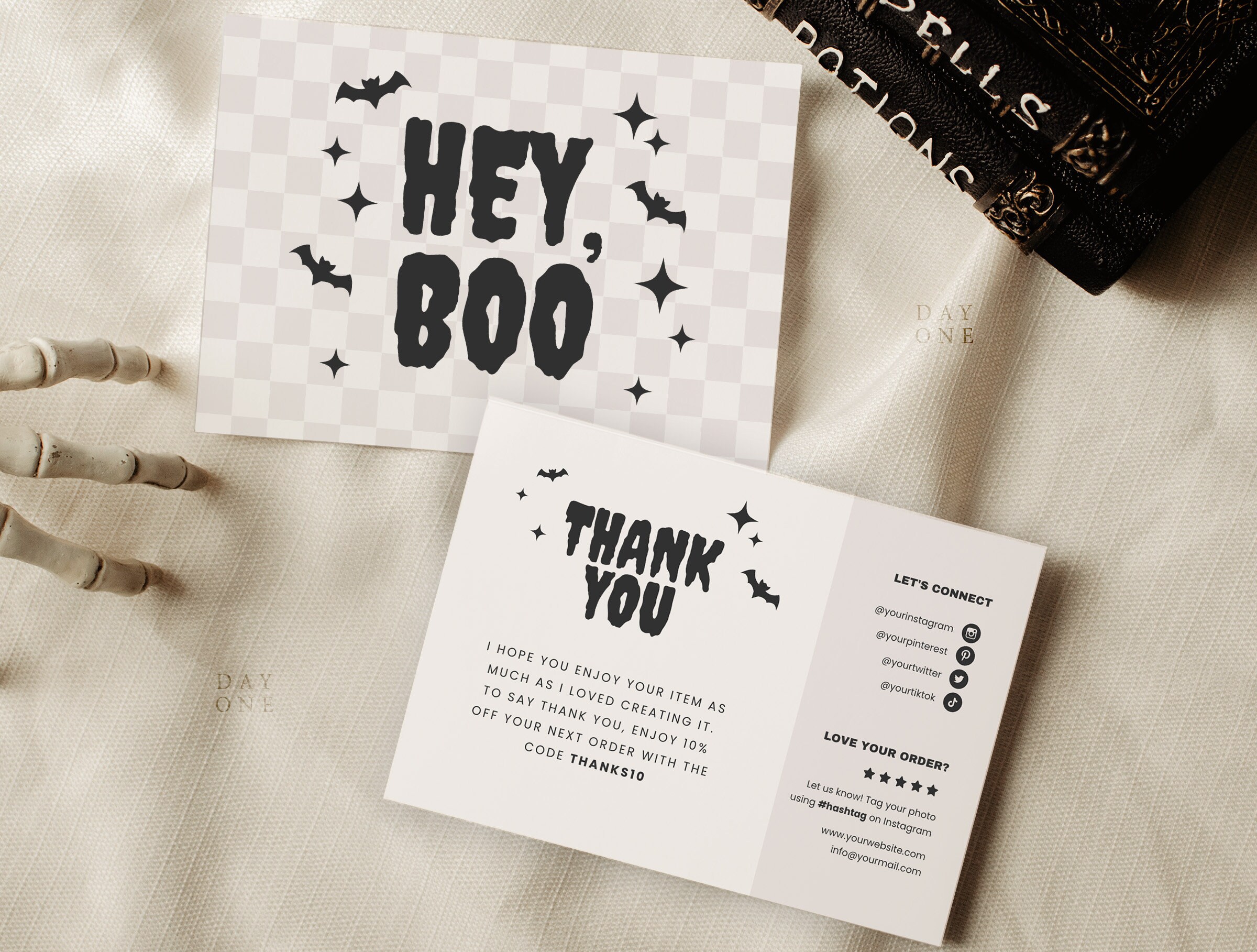 Hey Boo Halloween Business Thank You Card Template Canva, Editable ...