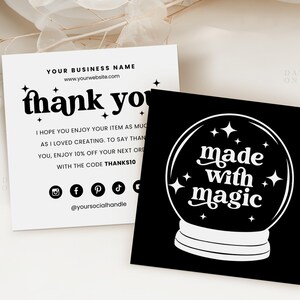 Retro Halloween Business Thank You Template Canva, Square Editable Halloween Business Thank You Insert Printable Halloween Card Crystal Ball image 1