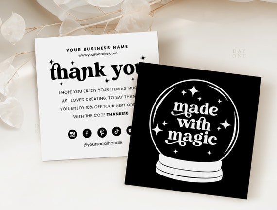 Retro Halloween Business Thank You Template Canva, Square Editable Halloween Business Thank You Insert Printable Halloween Card Crystal Ball