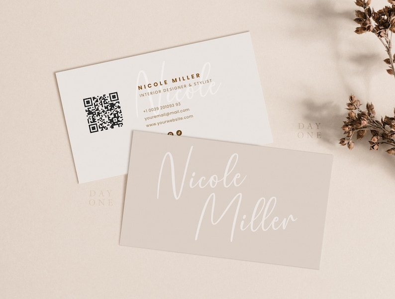Editable Business Card With QR Code Canva Template Small Etsy