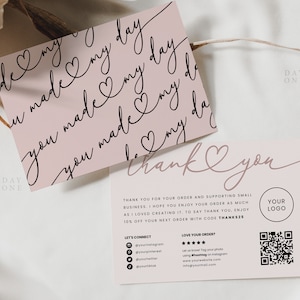 Small Business Thank You Card Template, Printable Thank You Package Insert with QR Code, Editable DIY Business Thanks For Your Purchase Card