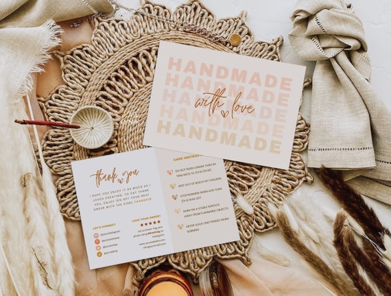 Candle Care Card Canva Template, Printable Washing Instructions, Editable Small Business Garment Care Instructions Card, Packaging Insert