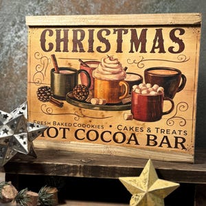 Farmhouse Christmas Sign: Rustic Hot Cocoa Bar Decor