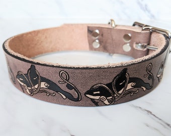 Orca Dog Collar - Custom Leather - Personalized - Nautical - Whale Collar - Celtic