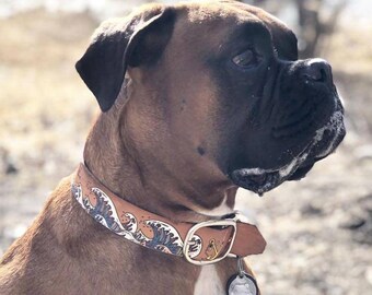 Nautical Leather Dog Collar - Custom - Personalized - Handmade
