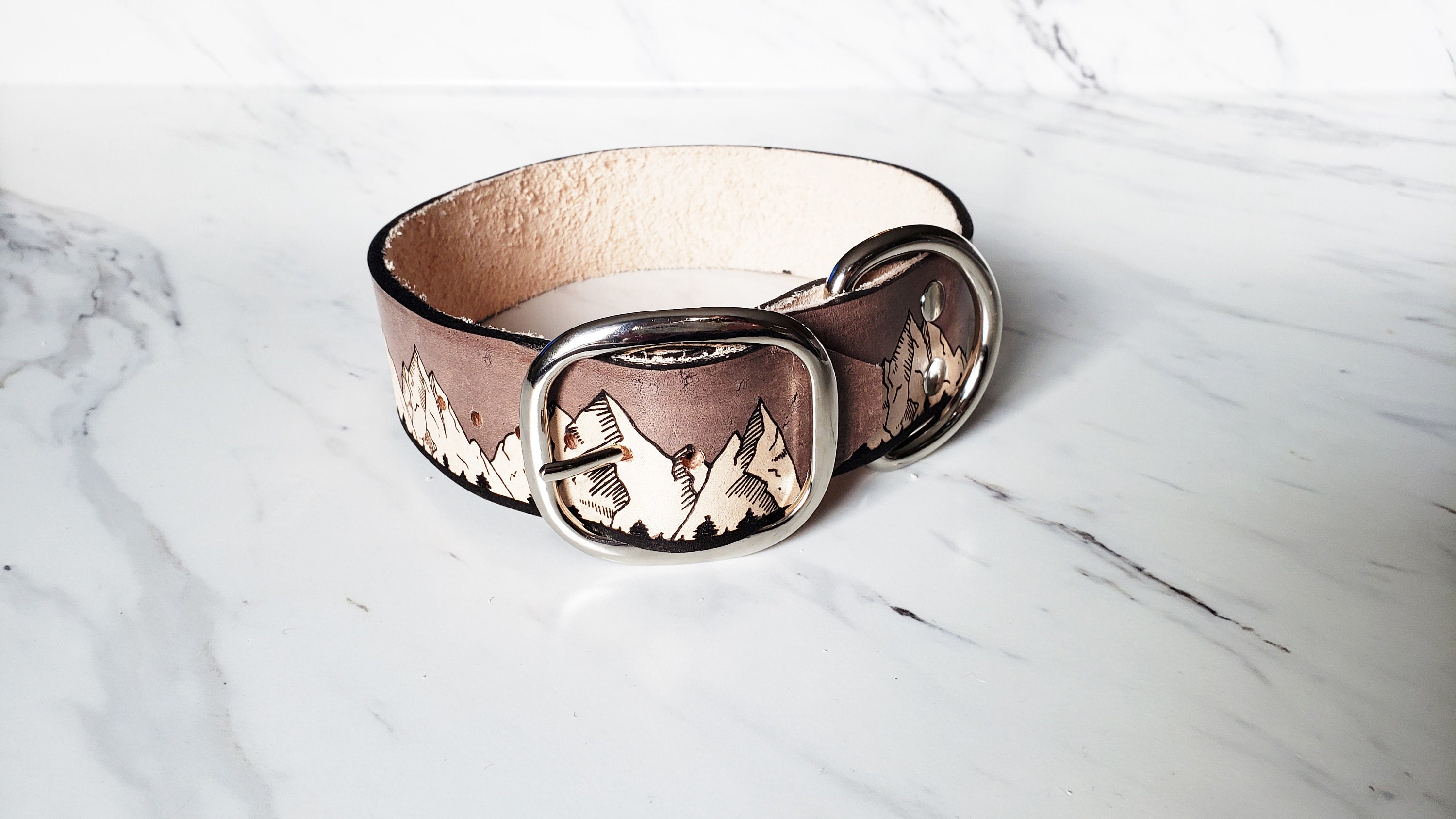 Mountain Leather Dog Collar Custom Personalized Handmade Etsy