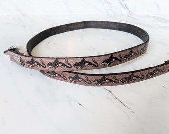 Leather Norse Celtic Orca Collar - 4 foot length - Handmade - Leash and collar sets - Custom - Unique - Dog lead