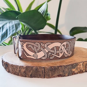 Norse Dog Collar - Custom Leather - Personalized - Celtic Collar