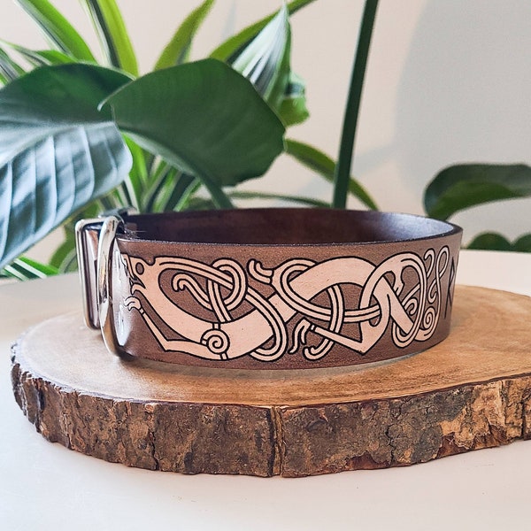 Norse Dog Collar - Custom Leather - Personalized - Celtic Collar