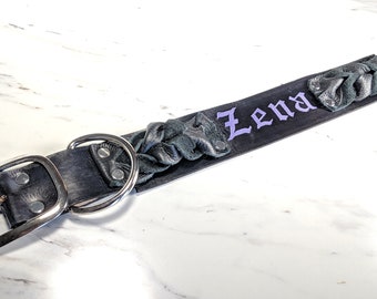 Braided Leather Dog Collar - Custom - Personalized - Handmade