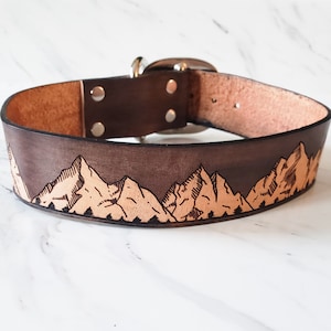 Mountain Leather Dog Collar - Custom - Personalized - Handmade - Wilderness