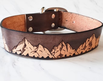 Mountain Leather Dog Collar - Custom - Personalized - Handmade - Wilderness