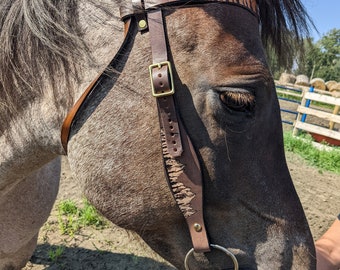 Leather Horse Headstall - Mountain - Western- Custom Headstall - Handmade Headstall Bridle