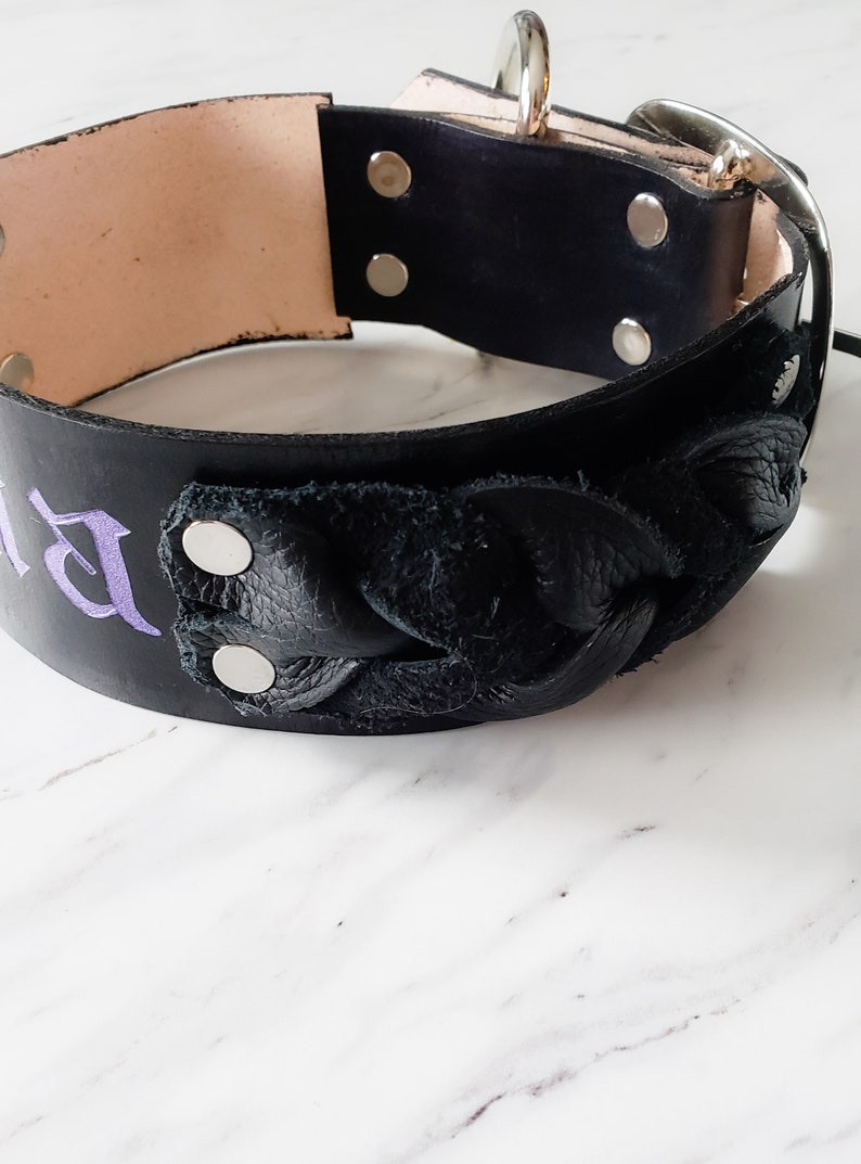 Braided Leather Dog Collar Custom Personalized Handmade Etsy