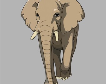 Lámina con diseño de elefante africano, retrato de animal de safari, arte gráfico para sala de estar (descarga digital)