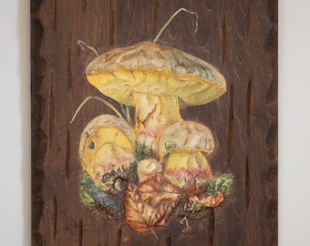 Vintage Unique Raised Relief Wall Art of 1963 Mushroom Retro Botanical Print | Vintage 70s Wall Decor | Vintage Mod Mushroom Wall Decor