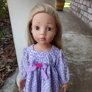 Gotz Doll Clothes -Pretty Purple Flannel Nightgown Dress -Fits 19&quot; Hannah, Happy Kidz, Journey Girls+