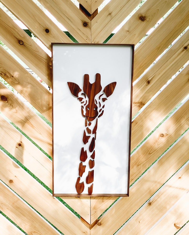 Walnut Giraffe Wall Art Animal Wall Art Solid Wood Wall Decor Home