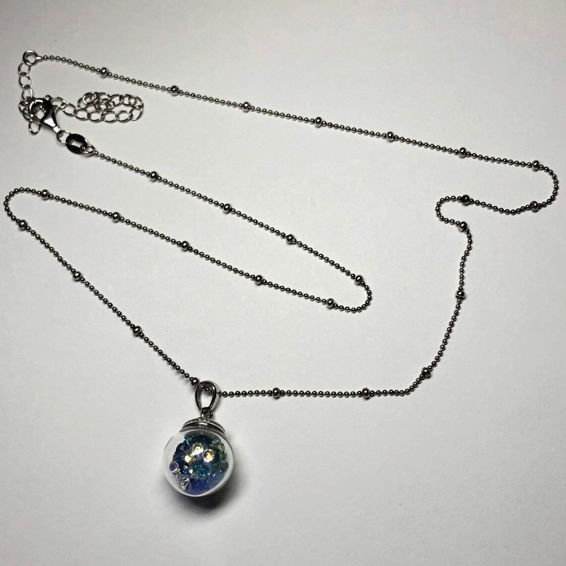 Crystal Ball Necklace Sterling Silver Necklace Swarovski Etsy