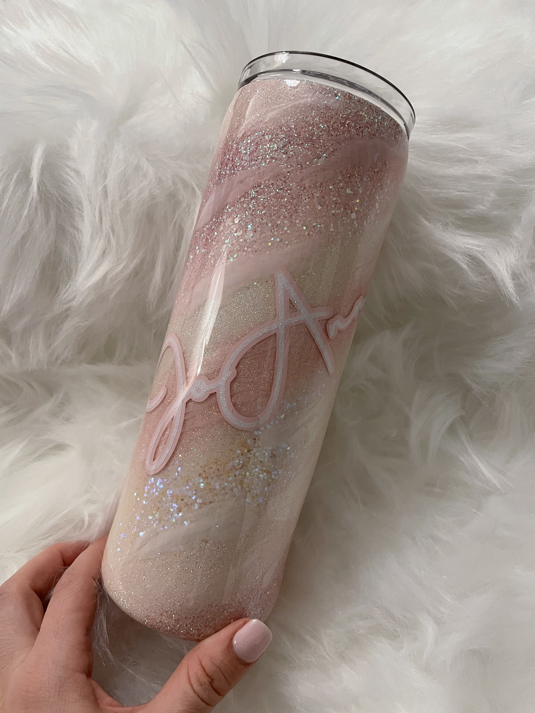 Pale Pink Milky Way Tumbler Pink Tumbler Opal Pink Tumbler Etsy
