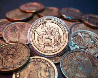 Deadpool "Messiah" inspired by Deadpool and Wolverine. Large, 1.57 inch Laser Engraved Brass Coin.