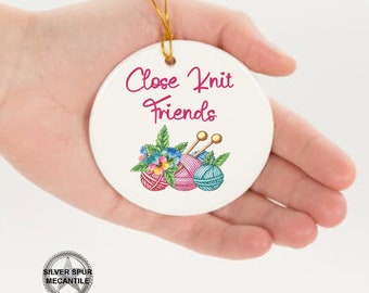 Gift For Knitter, Ceramic Christmas Ornament For Knitter, Knitting Club Gift, Yarn Lover Gift, Holiday Ornament, Crochet, Coworker Gift