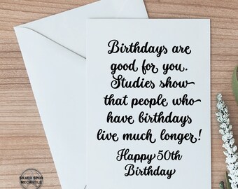 50th Birthday Card, Happy Fiftieth Birthday Gift, Card For Friend, Coworker, 50th Birthday Card Gift For Her, Funny Birthday Cards, 50 years